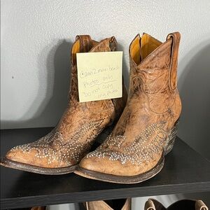 Old Gringo Eagle Distressed Brown Ankle Boots with Crystal Accents